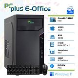 PCPLUS e-Office i3-10100 8GB 512GB NVMe SSD Windows 11 Pro Office Home & Bus tipkovnica miška namizni računalnik