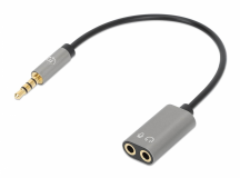 Podaljšek 3,5 mm Stereo moški/ženski MANHATTAN, 3 m, črno/srebrna