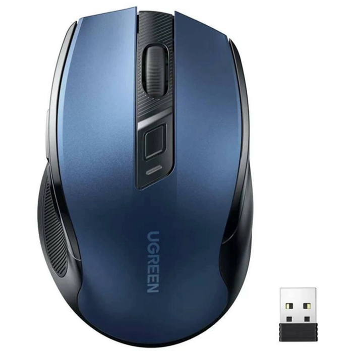 Brezžična miška UGREEN Bluetooth 5.0 in 2,4 Ghz z USB sprejemnikom - modra