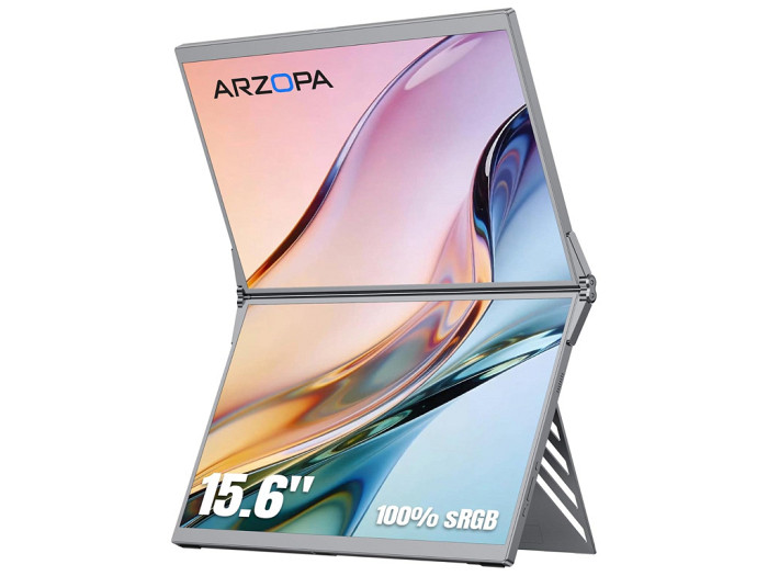 Prenosni monitor 15.6'' (40 cm), FullHD, IPS, 60Hz, dva zaslona, mHDMI, USB-C, zvočniki, ARZOPA E1