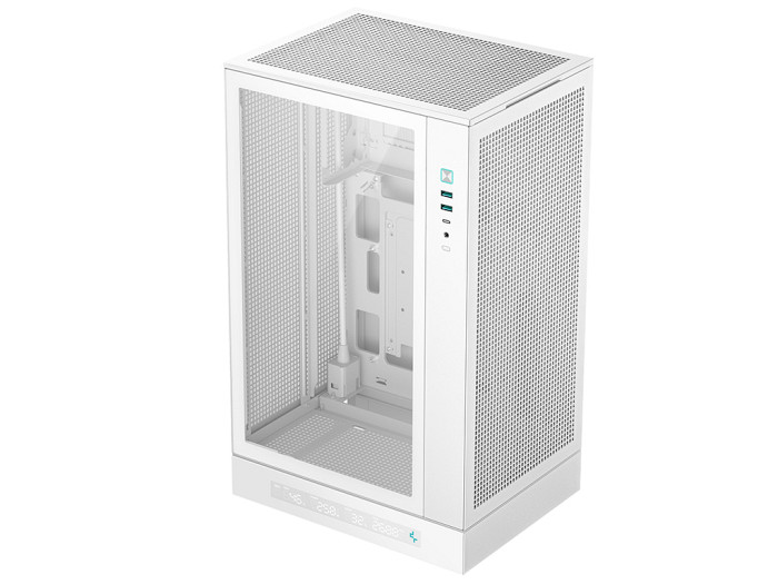 Računalniško ohišje DeepCool CH270 DIGITAL, Micro-ATX, LCD, Kaljeno steklo, belo