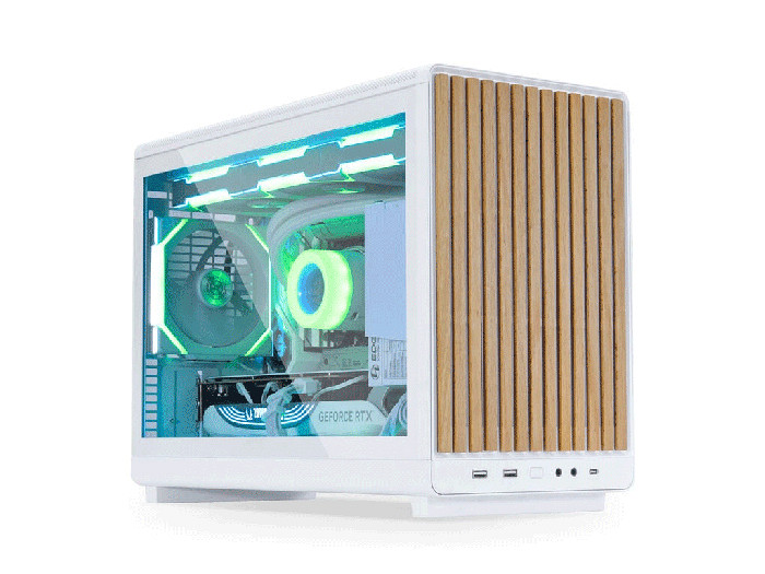 Računalniško ohišje Lian Li DAN Cases A3 Wood, kaljeno steklo, Micro-ATX, belo