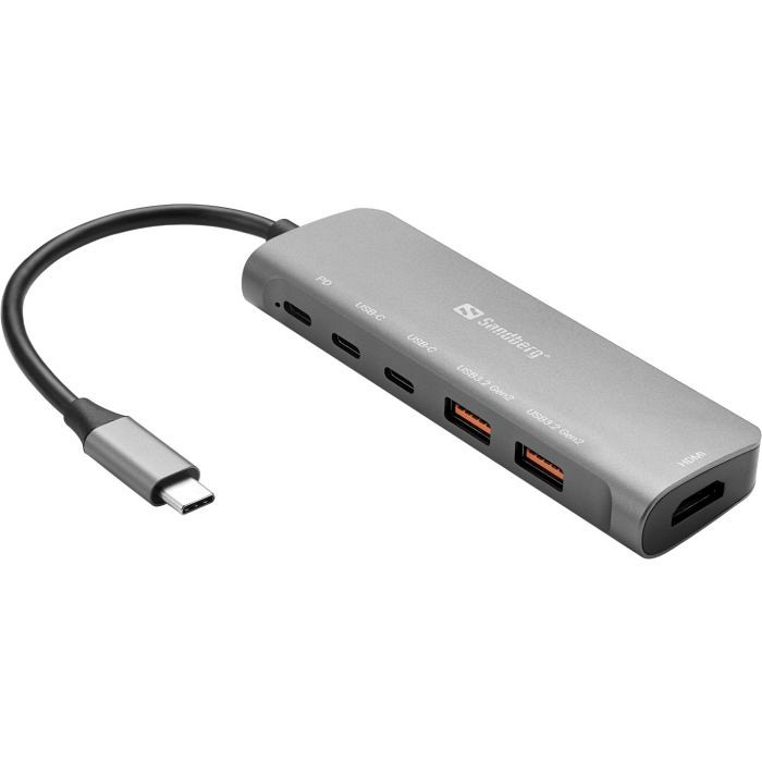 Sandberg USB-C Dock HDMI + 2xUSB-A + 2xUSB-C + PD 100W priklopna postaja