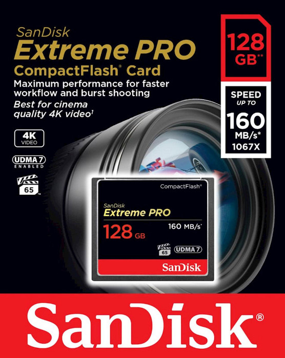 SanDisk 128GB Extreme Pro CompactFlash UDMA 7 VPG-65 spominska kartica