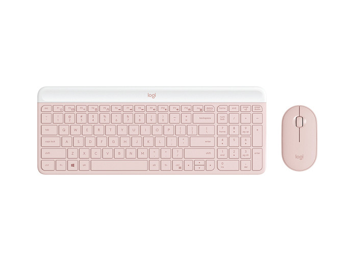 Tipkovnica in miška Logitech Slim Wireless Combo MK470, roza, SLO g.