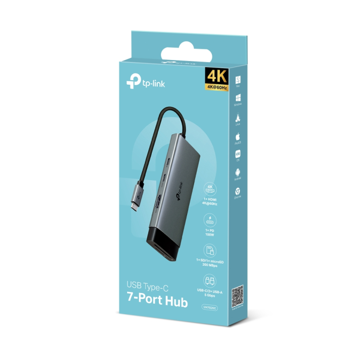 TP-LINK UH7020C 7-v-1 USB-C HUB priklopna postaja z 4K HDMI in 100 W Power Delivery