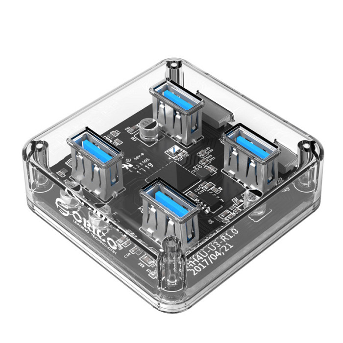 USB hub s 4 vhodi, USB 3.0, prozoren, ORICO MH4U