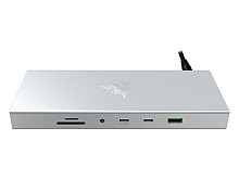 Priključna postaja USB-C Razer USB 4 Dock Mercury, 14 v 1, 5xUSB-A, 3xUSB-C, HDMI, DP,  RJ45, AUX, mSD/SD, srebrna