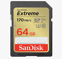 SanDisk Extreme 64GB SDXC spominska kartica + 1 leto RescuePRO Deluxe do170MB/s & 80MB/s branje/zapi