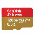 SanDisk Extreme microSDXC 128GB + SD Adapter 190MB/s & 90MB/s A2 C10 V30 UHS-I U3
