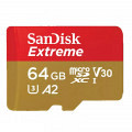 SANDISK Extreme microSDXC 64GB Class 10 UHS-I U3 V30 A2 4K UHD SD adapter SDSQXAH-064G-GN6MA spominska kartica