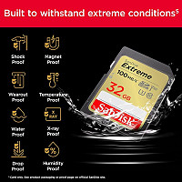 SanDisk Extreme PLUS 32GB SDHC spominska kartica 100MB/s in 60MB/s branje/pisanje, UHS-I, Class 10,