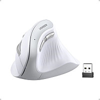 Ugreen brezžična ergonomska vertikalna miška z Bluetooth in Wi-Fi povezavo - bela