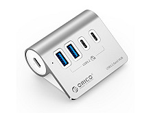 USB-C hub s 4 vhodi, 2x USB-A, 2x USB-C, USB 3.2 Gen2, 10 Gbps, ALU, ORICO M3CU2-G2