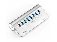 USB-C hub s 7 vhodi, 7x USB-A 3.2 Gen1, 1x USB-A PD, 5Gbps, z napajanjem, aluminij, ORICO M3U7Q1-05