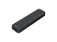 USB hub s 13 vhodi, USB 3.0, s stikali, zunanje napajanje, črn, ORICO CT2U3-13AB