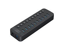 USB hub z 10 vhodi USB 3.0, s stikali, zunanje napajanje, črno, ORICO CT2U3-10AB