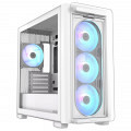 ASUS A23 PLUS microATX računalniško ohišje, kaljeno steklo, štirje 120mm ARGB ventilatorji, podpora za BTF osnovne plošče, belo