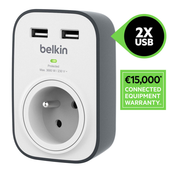 BELKIN ZAŠČITA 1 vtičnica 2x 2.4A USB