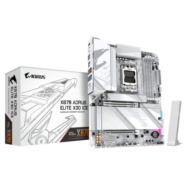 GIGABYTE X870 AORUS ELITE X3D ICE, DDR5, SATA3, USB4, DP, 5GbE, WiFi 7, AM5 ATX
