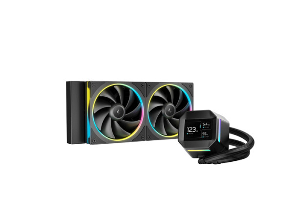 Komplet za tekočinsko hlajenje AIO Liquid Cooler DeepCool LM240, 240mm, LCD, ARGB, črn
