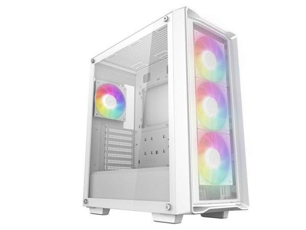 Računalniško ohišje DeepCool CC560 MESH V2, ATX, Midi-Tower, ARGB, Kaljeno steklo, belo