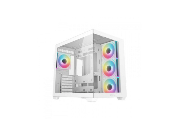 Računalniško ohišje DeepCool CG530 4F WH, ATX, Midi-Tower, ARGB, Kaljeno steklo, belo