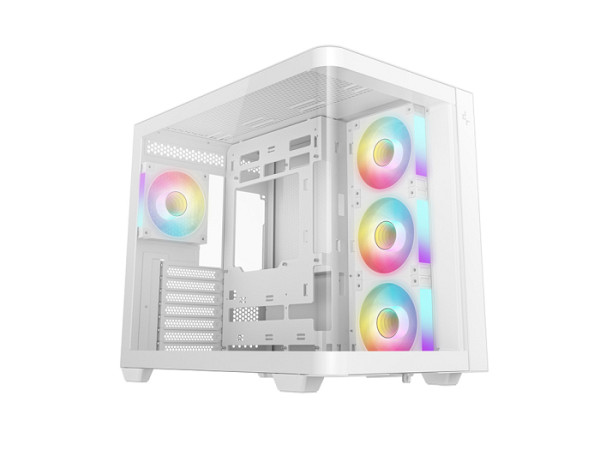 Računalniško ohišje DeepCool CG530U 4F WH, ATX, Midi-Tower, ARGB, ukrivljeno steklo, belo