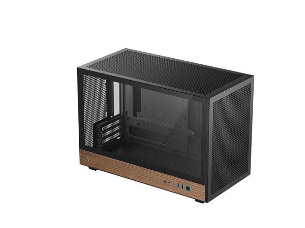 Računalniško ohišje DeepCool CH260 WOOD, Micro-ATX, kaljeno steklo, črno