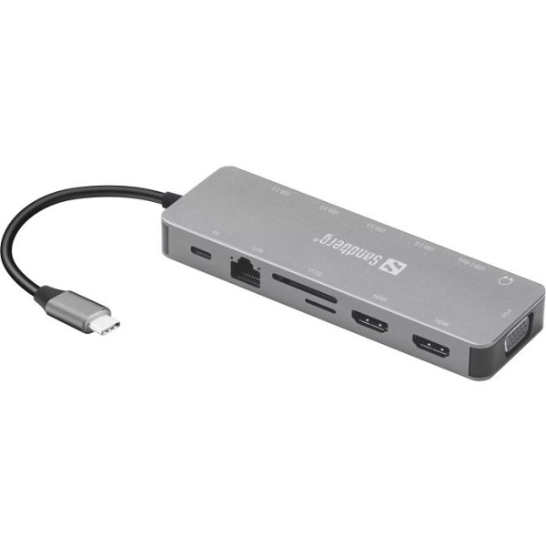 Sandberg USB-C 13-v-1 Travel Dock priklopna postaja za prenosnike