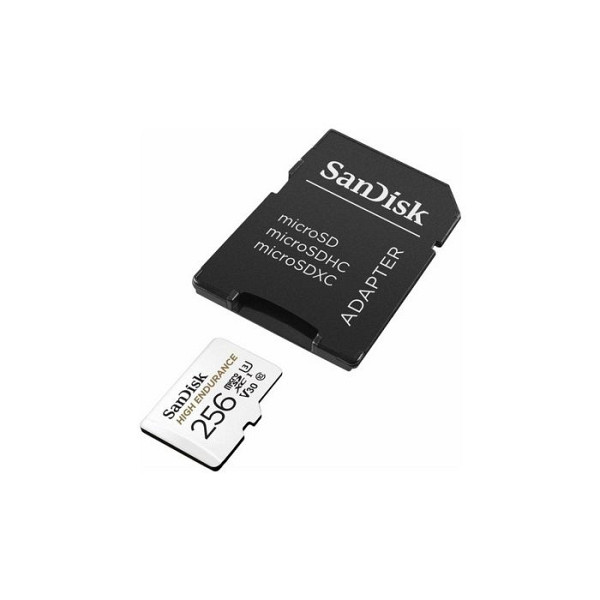 SDXC SANDISK MICRO 256GB HIGH ENDURANCE VIDEO, 100/40MB/s, UHS-I, U3, C10, V30, adapter