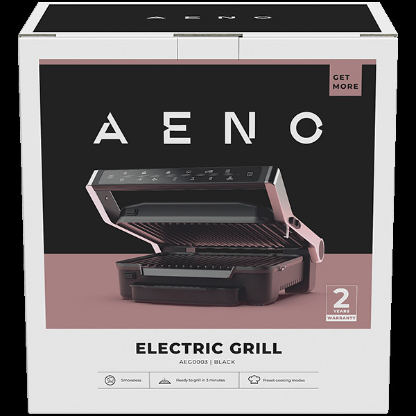 AENO Electric Grill EG3: 2000W, 7 automatic programs +Manual mode, 4 Degrees of Roast, Color indication,  Removable plates Plate size 292*230mm
