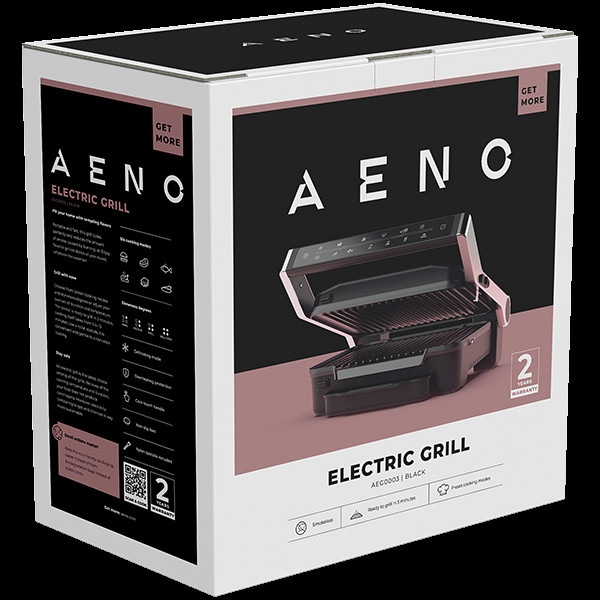 AENO Electric Grill EG3: 2000W, 7 automatic programs +Manual mode, 4 Degrees of Roast, Color indication,  Removable plates Plate size 292*230mm