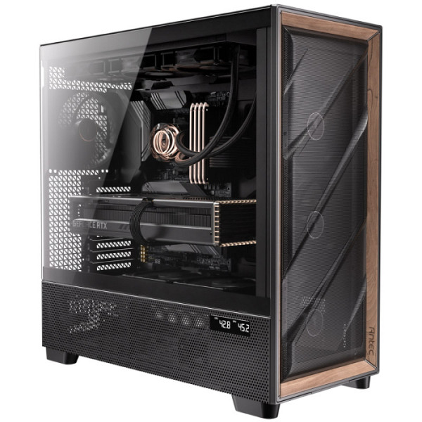 ANTEC Flux PRO Full Tower okno leseno črno/rjavo gaming ohišje