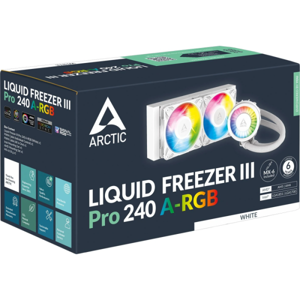 ARCTIC LIQUID FREEZER III PRO 240mm A-RGB vodno hlajenje za INTEL/AMD procesorje (bel)
