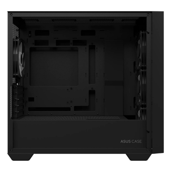 ASUS A21 PLUS microATX računalniško ohišje, kaljeno steklo, štirje 120mm ARGB ventilatorji, podpora za BTF osnovne plošče, črno