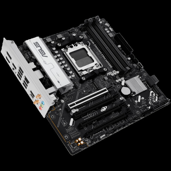 ASUS B850M MAX GAMING WIFI AM5 mATX osnovna plošča - AMD B850, 4xDDR5, 3xM.2, 4xSATA, 1Gb LAN, WiFi 6, BT, 1xDP, 1xHDMI, Aura Sync