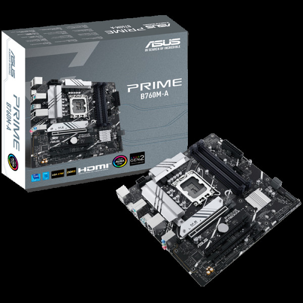 ASUS PRIME B760M-A-CSM LGA1700 mATX matična plošča - Intel B760 4xDIMM DDR5 2xM.2 4xSATA PCIe 4.0 2.5Gb Ethernet 1xDisplayPort 2xHDMI with Aura Sync support