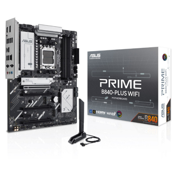 ASUS PRIME B840-PLUS WIFI AM5 ATX osnovna plošča - AMD B840, 4xDDR5, 3xM.2, 4xSATA, 2.5Gb LAN, WiFi 6E, BT, 1xDP, 1xHDMI, Aura Sync