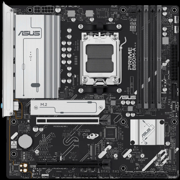 ASUS PRIME B850M-A-CSM AM5 mATX osnovna plošča - AMD B850, 4xDDR5, 3xM.2, 4xSATA, 2.5Gb LAN, 2xDP, 1xHDMI, Aura Sync