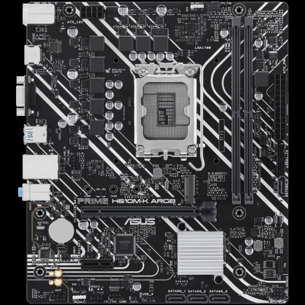 ASUS PRIME H610M-K ARGB LGA1700 mATX osnovna plošča - Intel H610, 2xDDR5, 1xM.2, 4xSATA, 1Gb LAN, 1xD-SUB 1xHDMI