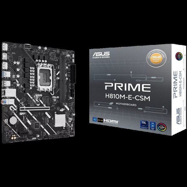 ASUS PRIME H810M-E-CSM LGA1851 mATX osnovna plošča - Intel H810, 2xDDR5, 2xM.2, 4xSATA, 1Gb LAN, 2xDP, 1xHDMI, Aura Sync