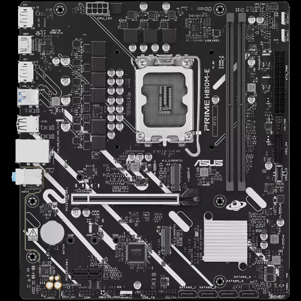 ASUS PRIME H810M-E-CSM LGA1851 mATX osnovna plošča - Intel H810, 2xDDR5, 2xM.2, 4xSATA, 1Gb LAN, 2xDP, 1xHDMI, Aura Sync