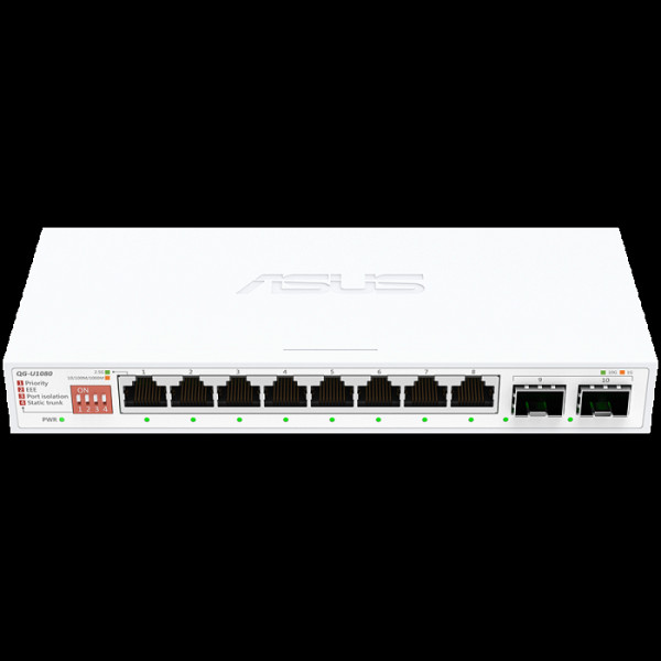 ASUS QG-U1080, 8-portno 2.5G in 2-portno 10G SFP+ stikalo, Plug and Play, enostavna namestitev