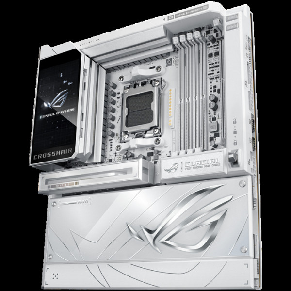 ASUS ROG CROSSHAIR X870E GLACIAL AM5 E-ATX osnovna plošča - AMD X870E, 4xDDR5, 7xM.2, 4xSATA, 2x10Gb LAN, WiFi 7, BT, 2xUSB4 40Gbps porta (USB Type-C), Aura Sync