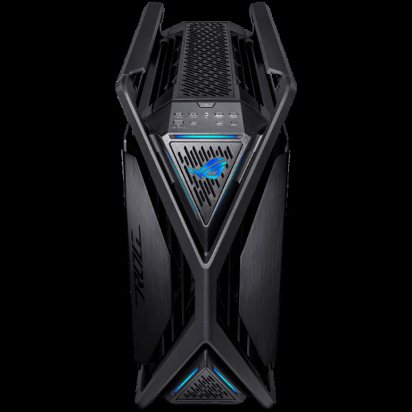 ASUS ROG Hyperion GR701 BTF Edition E-ATX PC ohišje črno, motherboard hidden connectors design support, 420 mm dual radiator support, four 140 mm fans, metal GPU holder, component storage, ARGB fan hub, Aura Sync, 60W fast charging