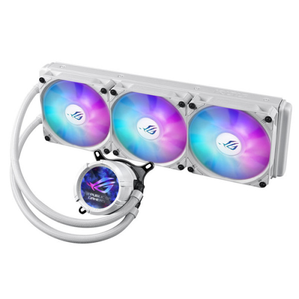 ASUS ROG Strix LC III 360 ARGB LCD White Edition vodno hlajenje za procesor, trije 120mm ROG ARGB ventilatorji, Aura Sync, belo