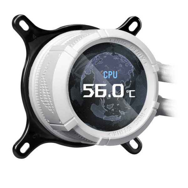 ASUS ROG Strix LC III 360 ARGB LCD White Edition vodno hlajenje za procesor, trije 120mm ROG ARGB ventilatorji, Aura Sync, belo
