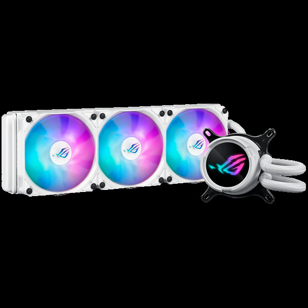ASUS ROG Strix LC III 360 ARGB White Edition vodno hlajenje za procesor, trije 120mm ROG ARGB ventilatorji, Aura Sync, belo