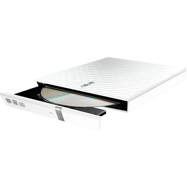ASUS SDRW-08D2S-U LITE - prenosni 8X DVD zapisovalec z M-DISC podporo za doživljenjsko varnostno kopiranje podatkov, združljiv z Windows in Mac OS (Bela)